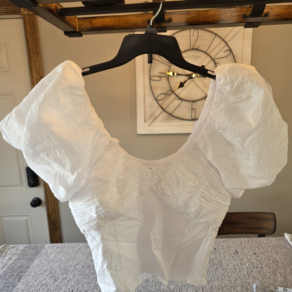 Frame Denim White Textured Blouse